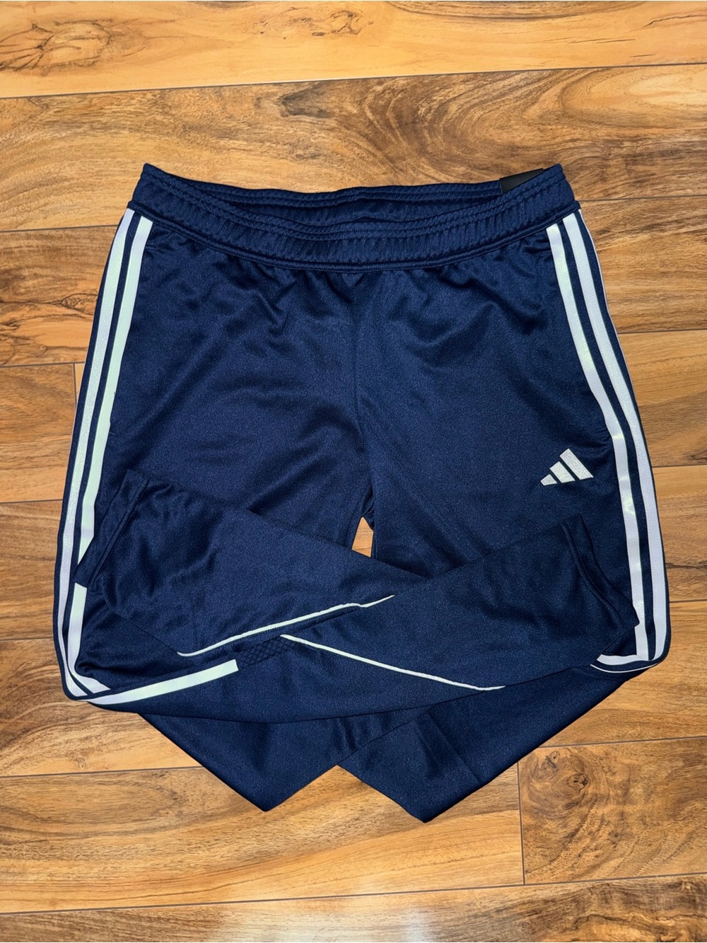 Adidas Navy Blue Three-Stripe Athletic Track Pants